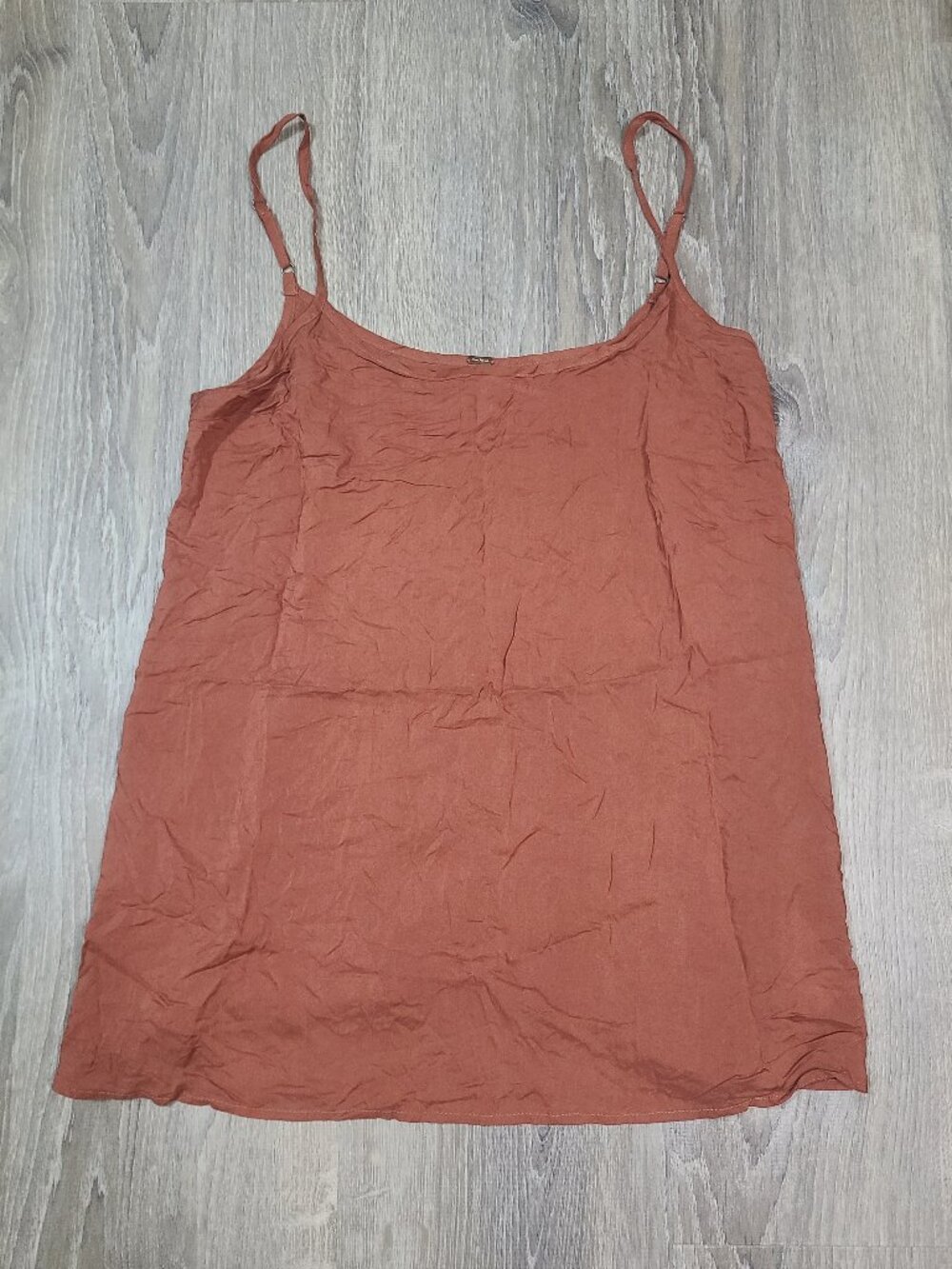Free People Terracotta Crinkled Oversized Flowy Cami Tank Top Size Small S